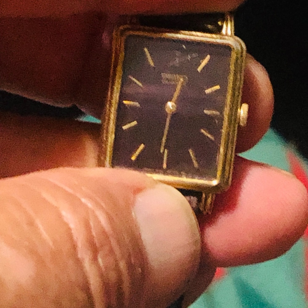 Gold And Black Rectangular Watch - image 3